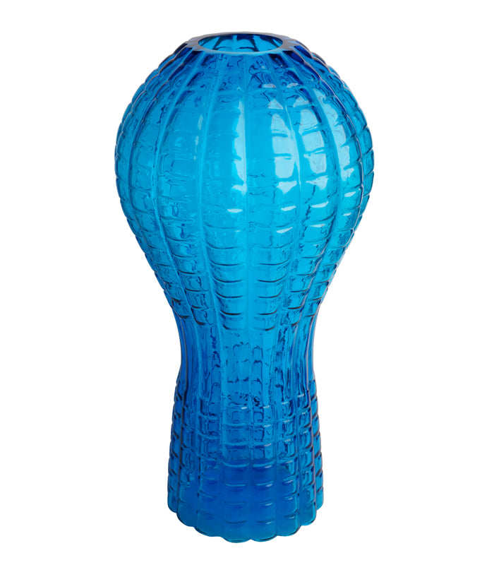 Sapphire Checkered Bulb Vase