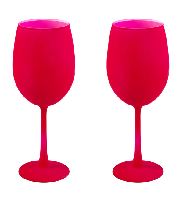 Pink Rose Wine Glasses - Set of 2