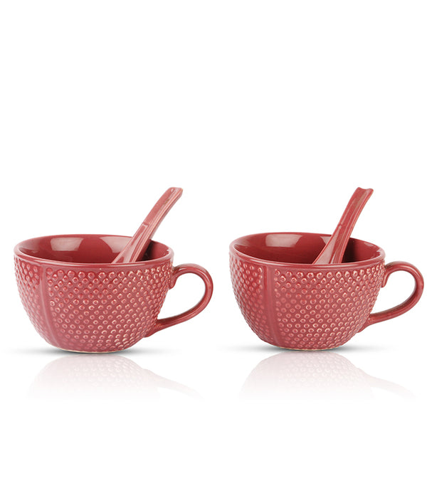 Pink Polka Soup Mugs - Set of 2