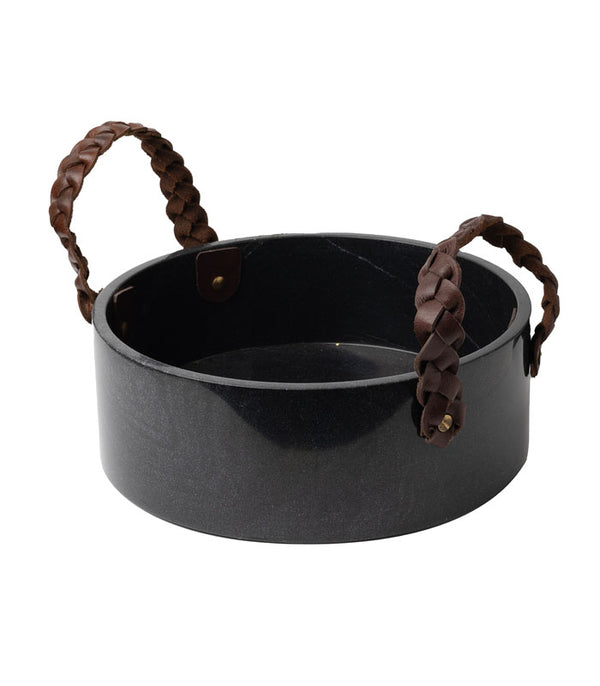 Black Marble Braided Monolith Tray - Medium