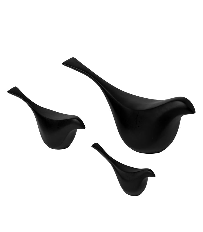 Finch bird set of 3 - Black