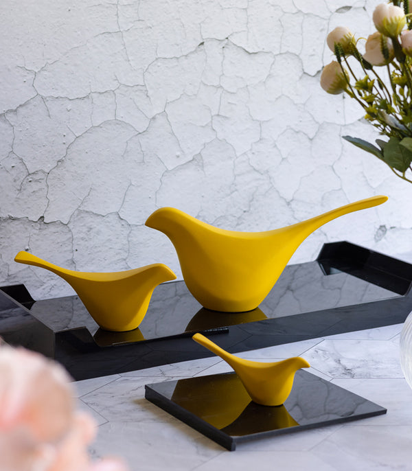 Finch bird set of 3 - Yellow