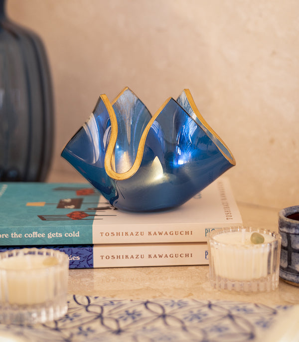 Gilded Wrap Candleholder - Blue