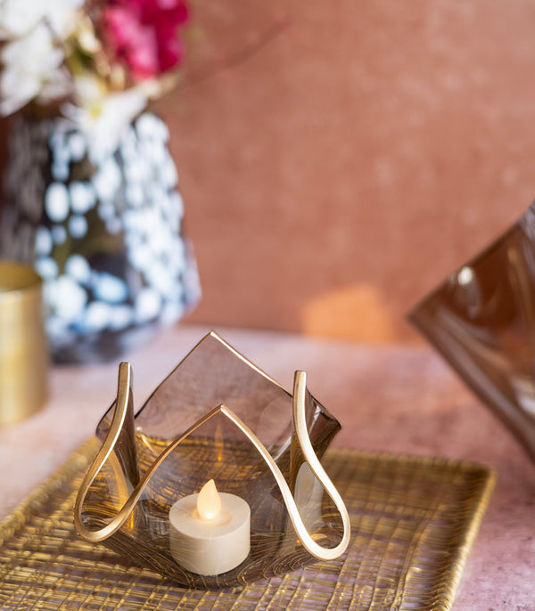 Gilded Wrap Candleholder - Brown