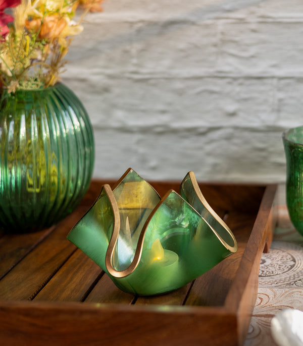 Gilded Wrap Candleholder - Green