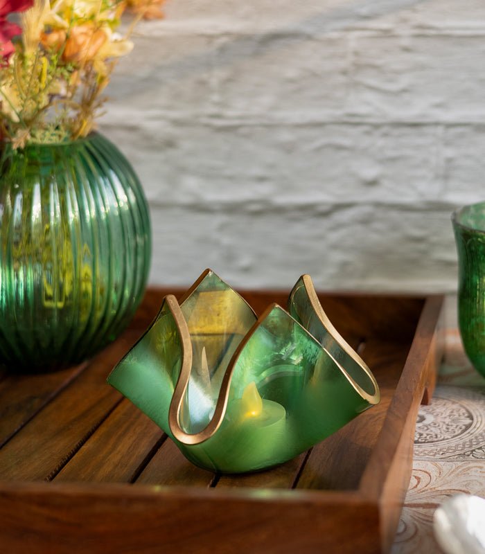 Gilded Wrap Candleholder - Green