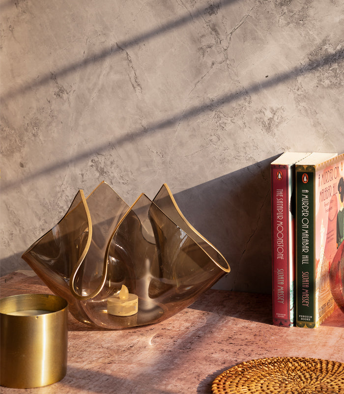 Gilded Wrap Candleholder - Brown