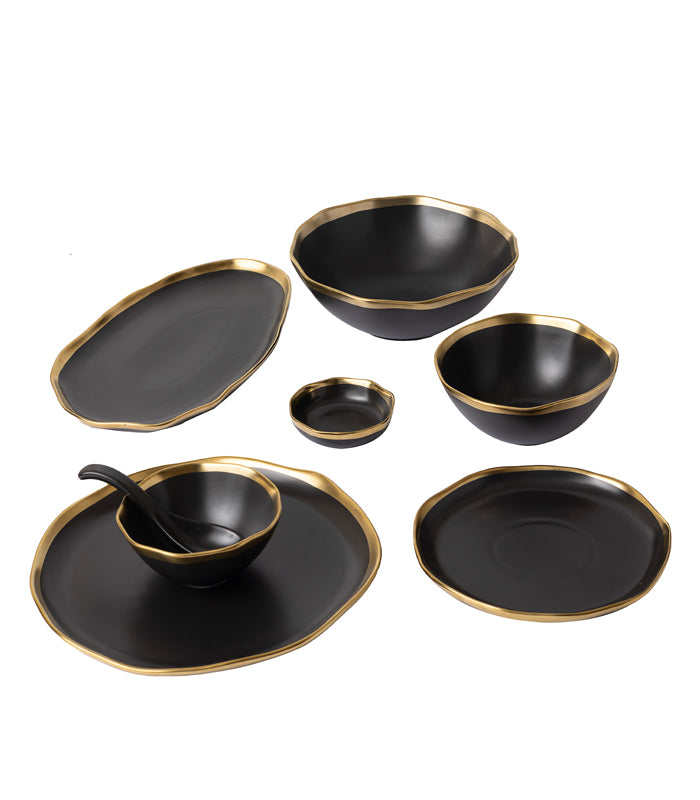 Gold Edged Black Dinner Set