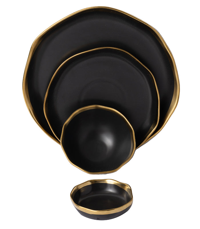 Gold Edged Black Dinner Set
