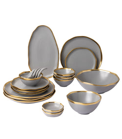 Gold Edged Grey Dinner Set