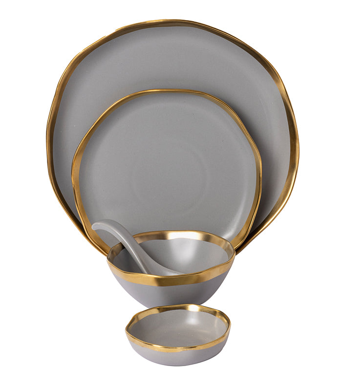 Gold Edged Grey Dinner Set