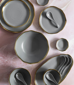 Gold Edged Grey Dinner Set