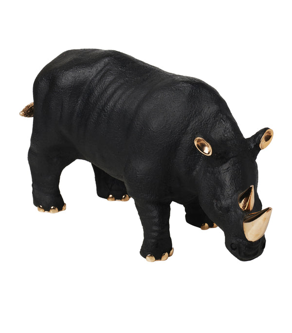 Gold Horn Rhino Sculpture