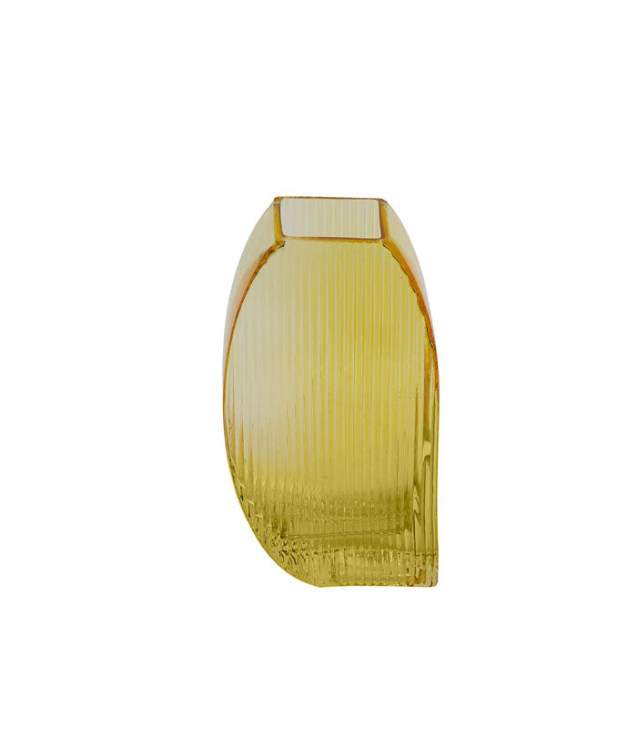 Lemon Ribbed Vase