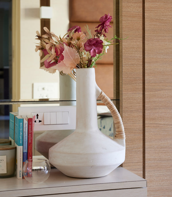 Rustic Jug Vase - White