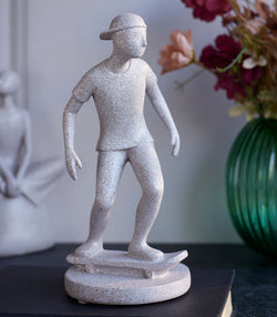 Skateboarder Sculpture Beige