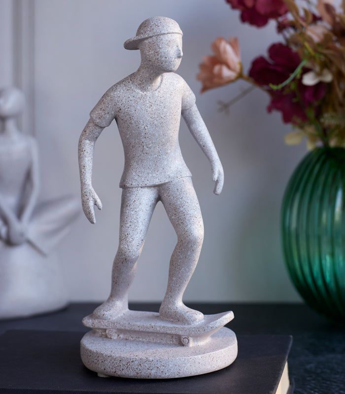 Skateboarder Sculpture Beige