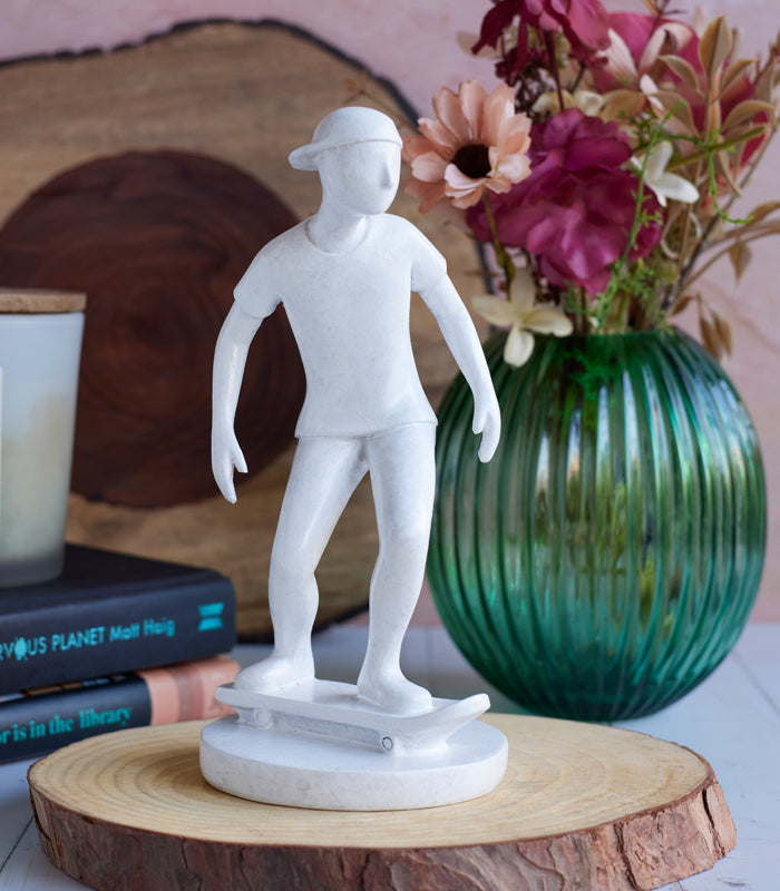 Skateboarder Sculpture White