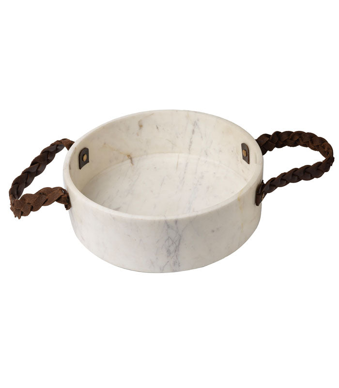 White Marble Braided Monolith Tray - Medium