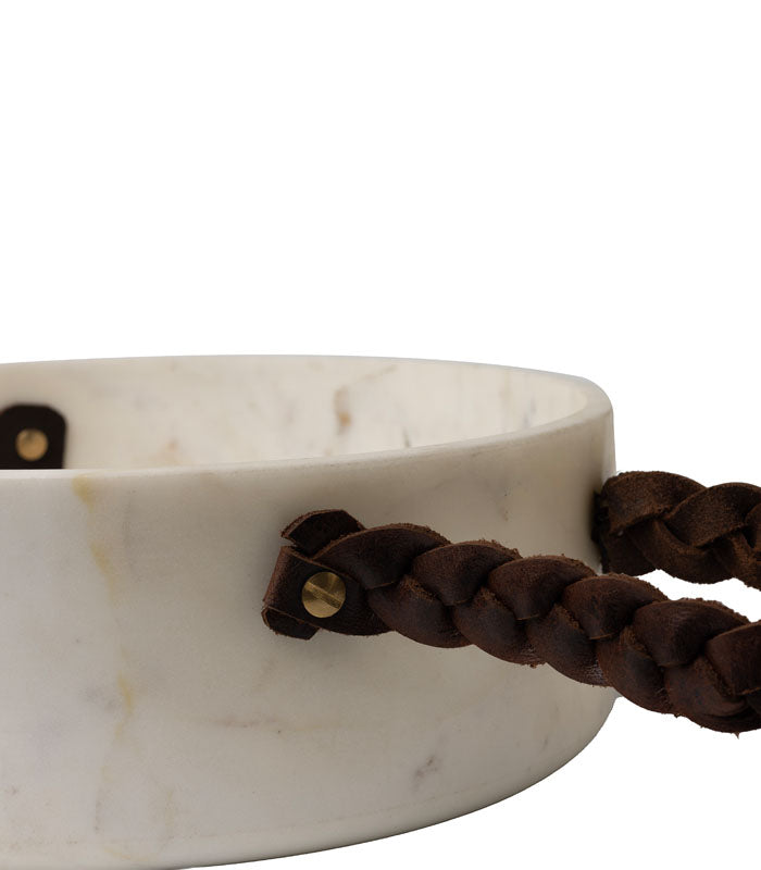 White Marble Braided Monolith Tray - Medium