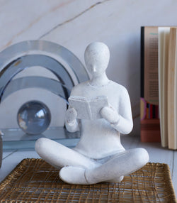 Zen Reader Sculpture - White