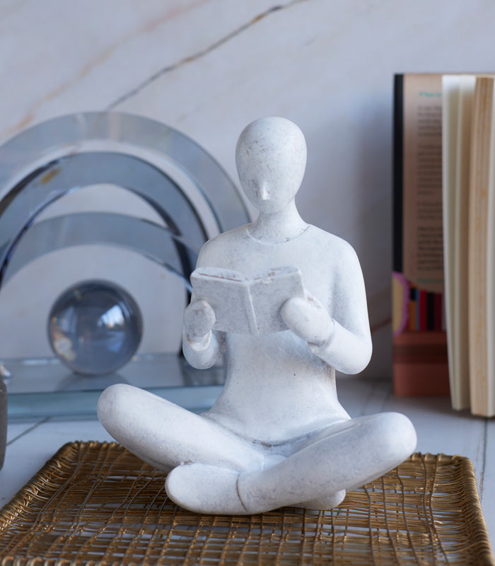 Zen Reader Sculpture - White