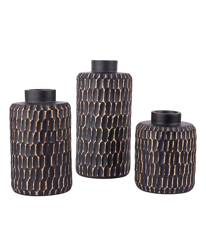 Black Sand Vase Set