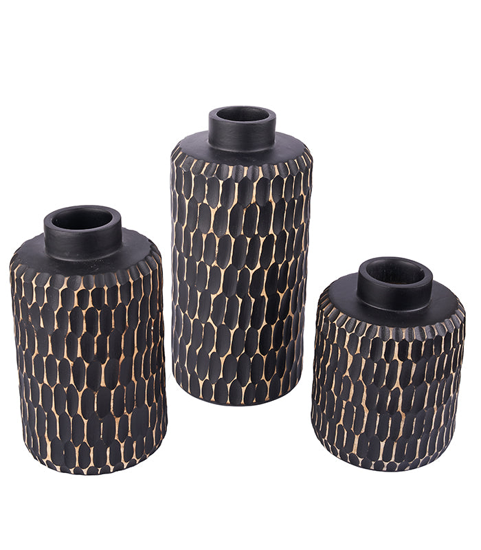 Black Sand Vase Set