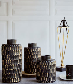 Black Sand Vase Set