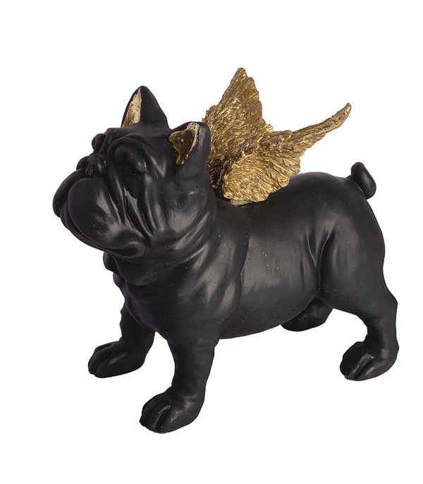 Bull Dog Angel Sculpture Set - Black