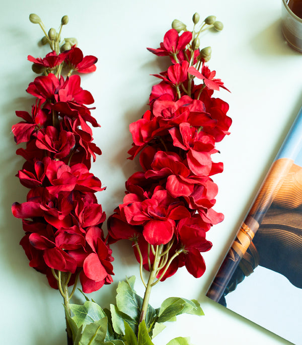 Delphinium - Red - Set of 2