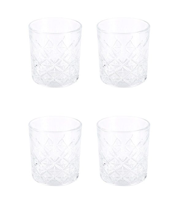 Diamond Crystal Cut Tumbler - Set of 4
