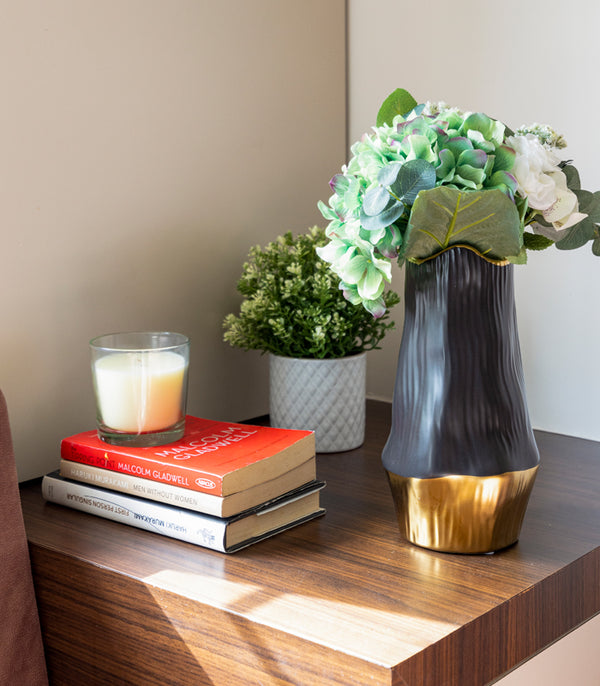 Gilded Charcoal Vase - Tall