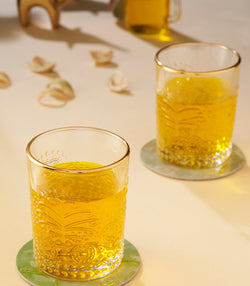 Gold Rim Tree Glasses - Set of 2