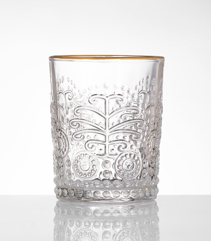 Gold Rim Tree Glasses - Set of 2