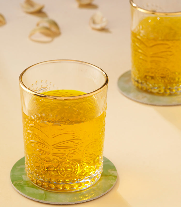 Gold Rim Tree Glasses - Set of 2