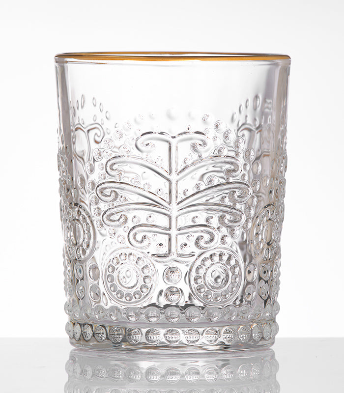 Gold Rim Tree Glasses - Set of 2