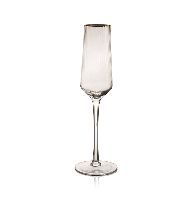 Gold Tipped Rib Champagne flutes - Set of 2