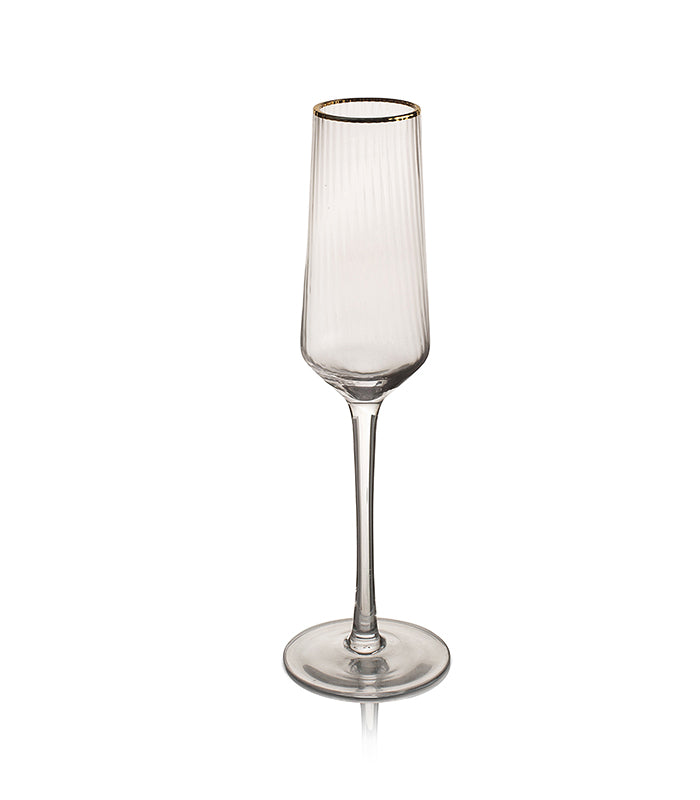 Gold Tipped Rib Champagne flutes - Set of 2