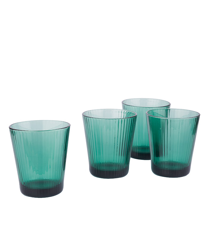 Lime Ribbed Glasses - Set of 4