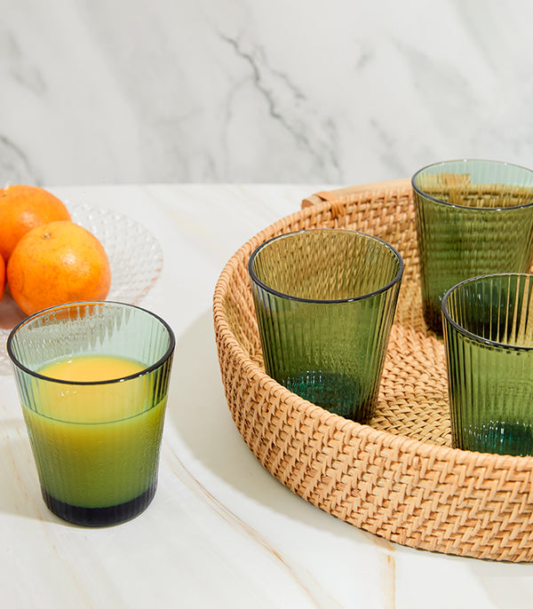 Lime Ribbed Glasses - Set of 4