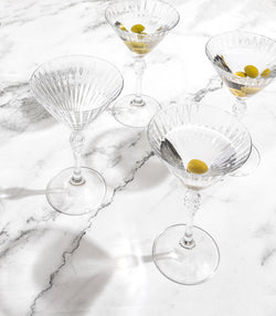 Long Diamond Martini Glasses - Set of 4