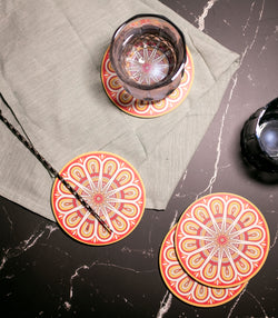 Mandala red Coasters - Set of 4