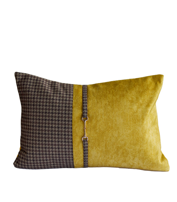 Mustard Houndstooth Rectangle Cushion Cover