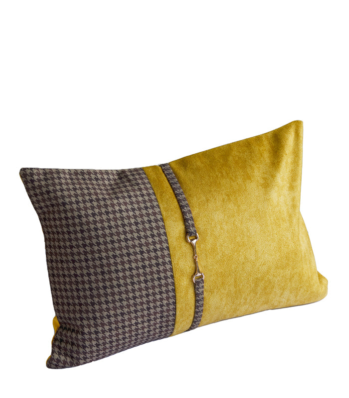 Mustard Houndstooth Rectangle Cushion Cover
