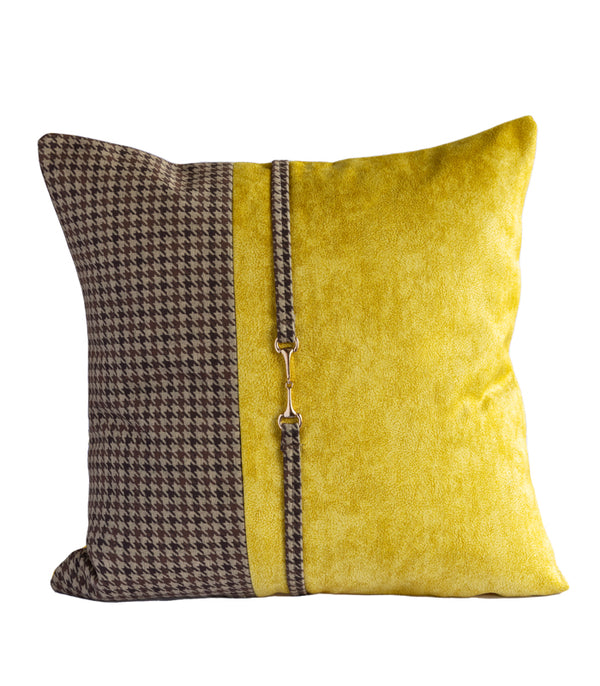 Mustard Houndstooth Square Cushion Cover