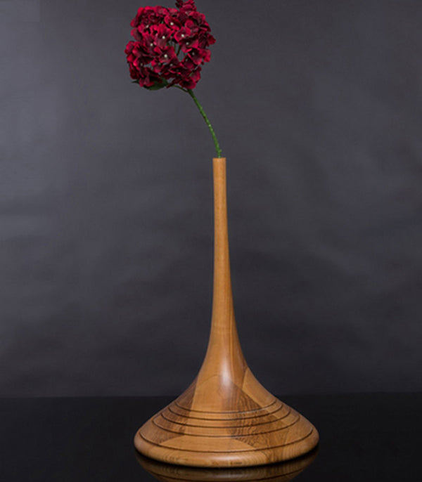 Panelled Teak Vase