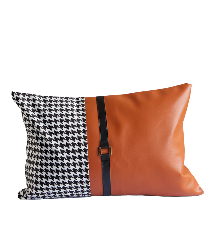 Pecan Houndstooth Rectangle Cushion Cover