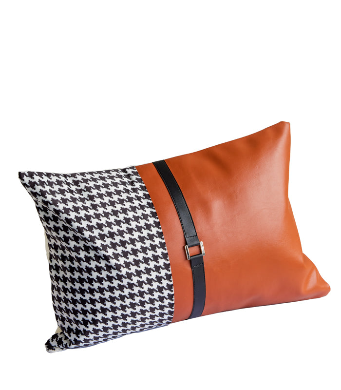 Pecan Houndstooth Rectangle Cushion Cover