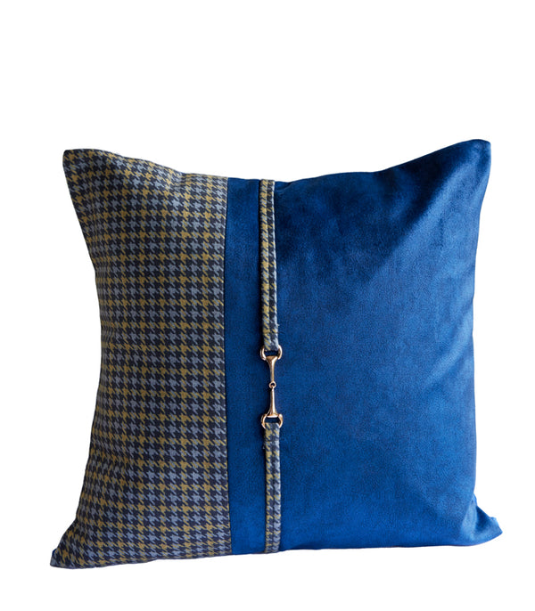 Prussian Houndstooth Square Cushion Cover
